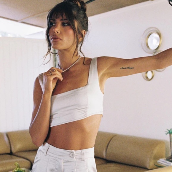 NWOT Princess Polly Huxley Champagne Square Neck Crop Top Size 12 - Picture 1 of 12